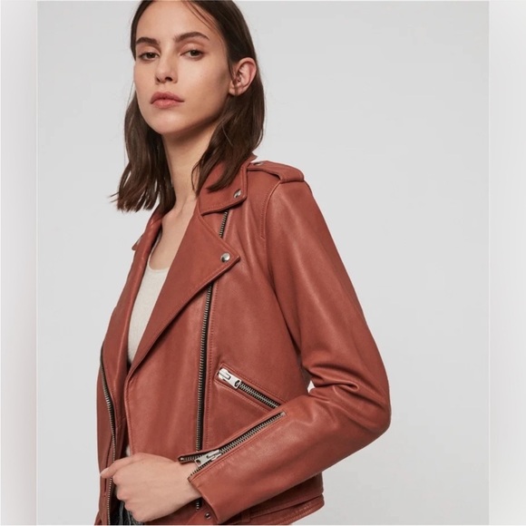 All Saints Jackets & Blazers - All Saints Balfern biker leather jacket in Rosewood